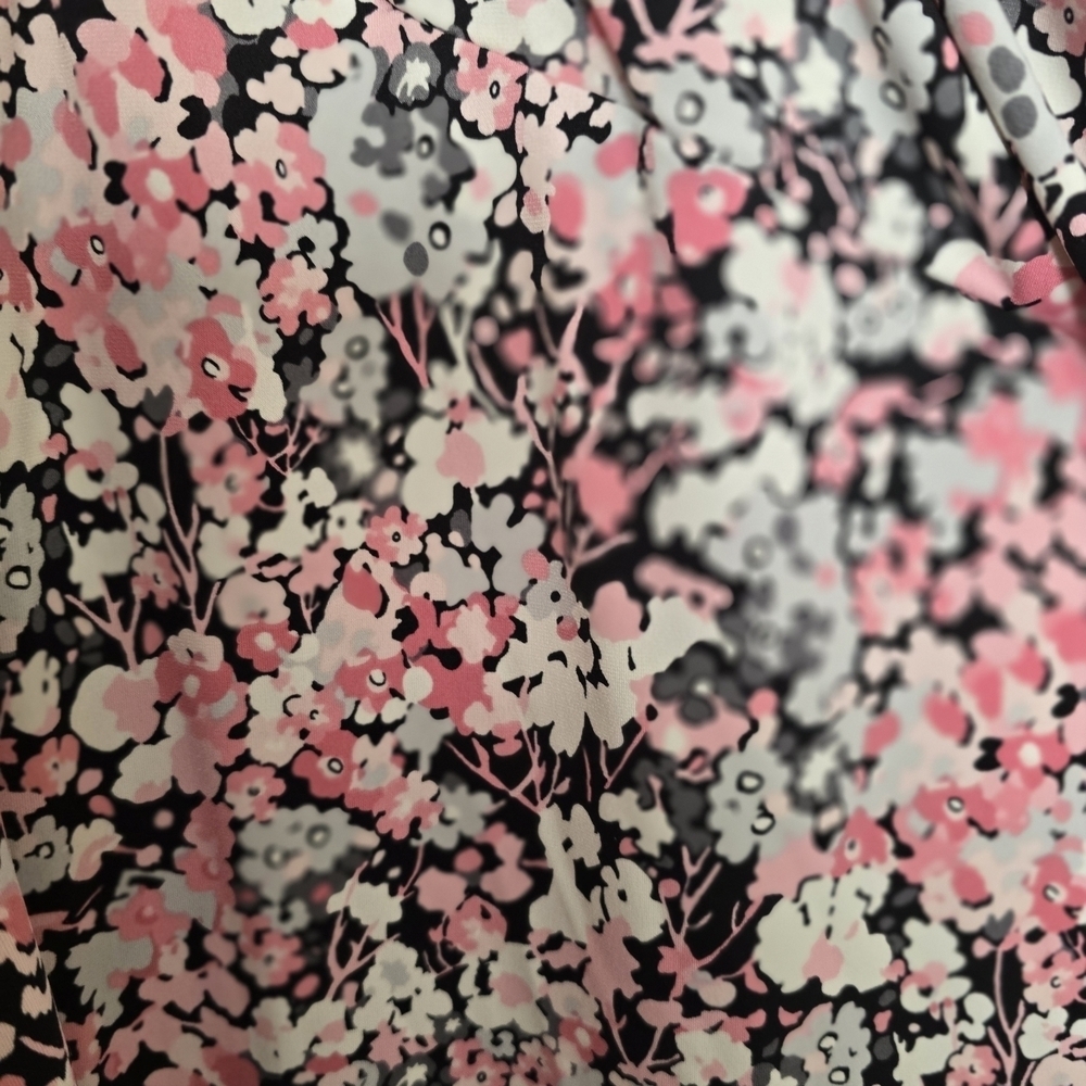 Charter Club Floral Pink White and Black Women's Faux Wrap Top - Picture 3 of 4